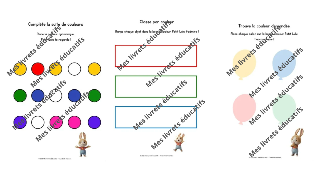 livret formes et couleurs maternelle 3-6 ans - activités montessori- exercices d'observation et de tri
