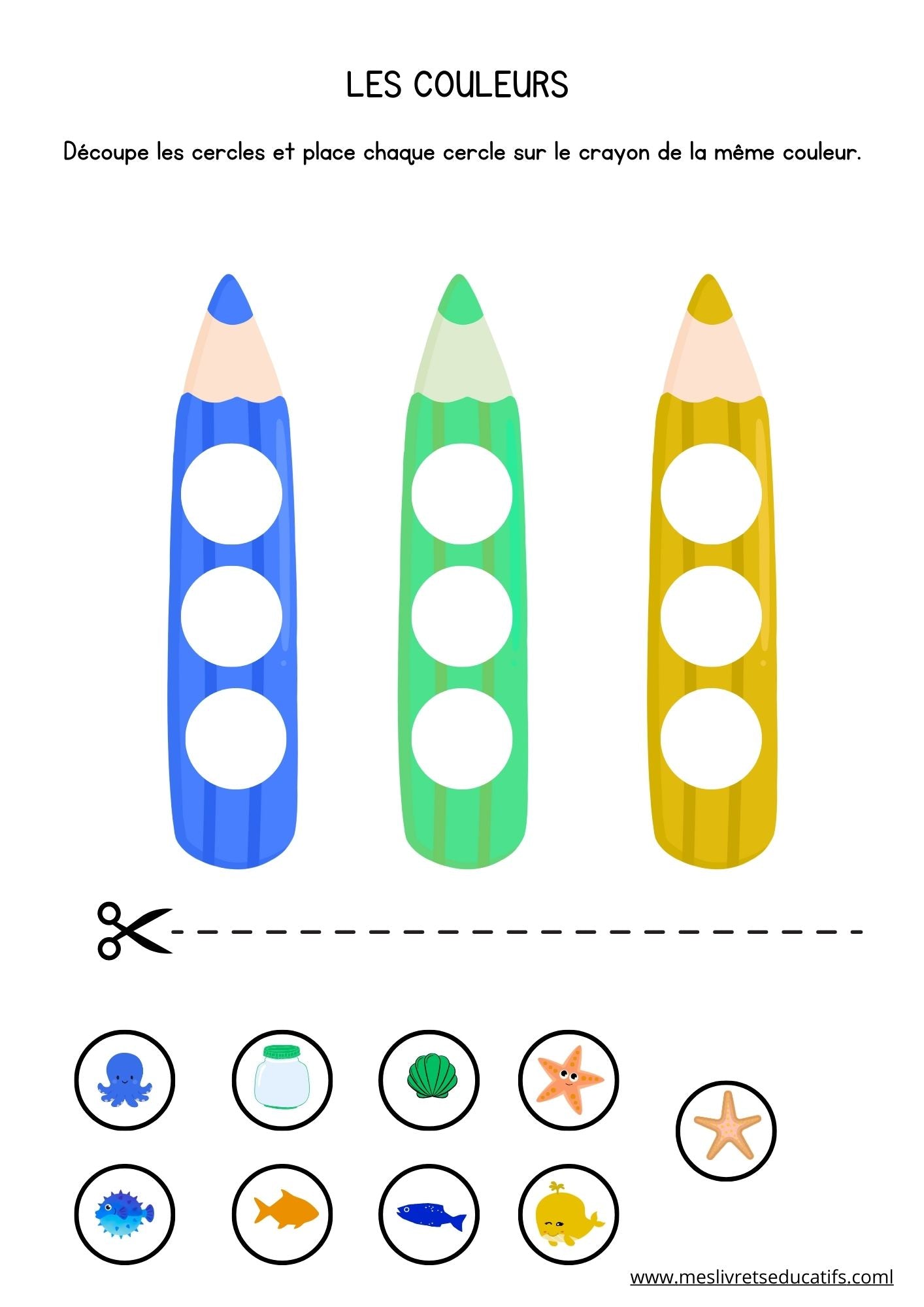 exercices maternelle couleurs