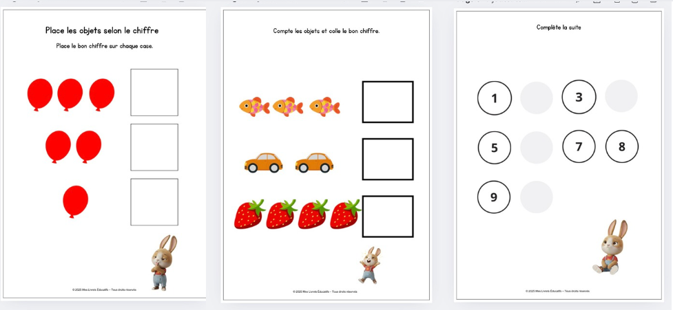 les chiffres maternelle exercices par mes livrets éducatifs