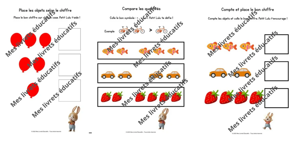 livret chiffres maternelle 3-6 ans - montessori activités, comptage, quantités et premiers calculs